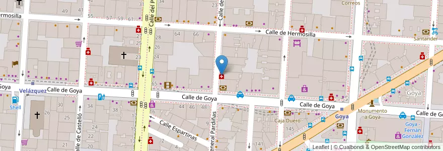 Mapa de ubicacion de Farmacia - Calle General Pardiñas 20 en إسبانيا, منطقة مدريد, منطقة مدريد, Área Metropolitana De Madrid Y Corredor Del Henares, مدريد.