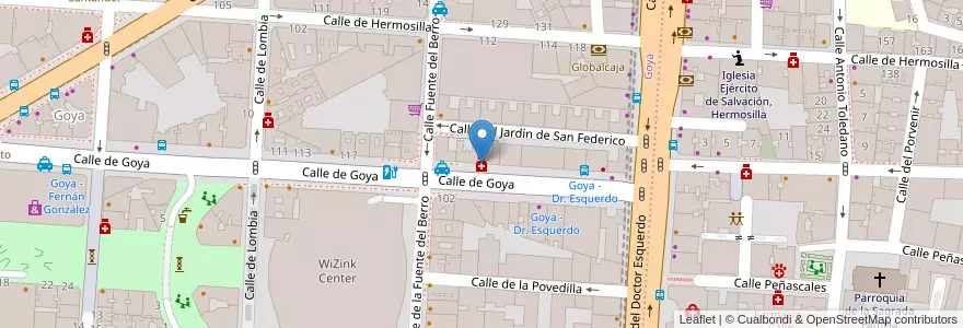 Mapa de ubicacion de Farmacia - Calle Goya 131 en Spain, Community Of Madrid, Community Of Madrid, Área Metropolitana De Madrid Y Corredor Del Henares, Madrid.