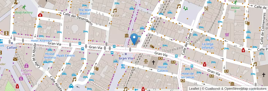 Mapa de ubicacion de Farmacia - Calle Gran Vía 26 en Spanje, Comunidad De Madrid, Comunidad De Madrid, Área Metropolitana De Madrid Y Corredor Del Henares, Madrid.