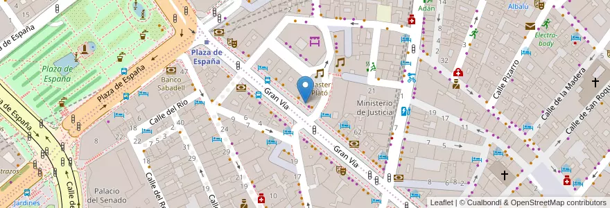 Mapa de ubicacion de Farmacia - Calle Gran Vía 68 en إسبانيا, منطقة مدريد, منطقة مدريد, Área Metropolitana De Madrid Y Corredor Del Henares, مدريد.