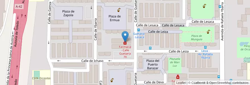 Mapa de ubicacion de Farmacia - Calle Guetaria 70 en España, Comunidad De Madrid, Comunidad De Madrid, Área Metropolitana De Madrid Y Corredor Del Henares, Madrid.
