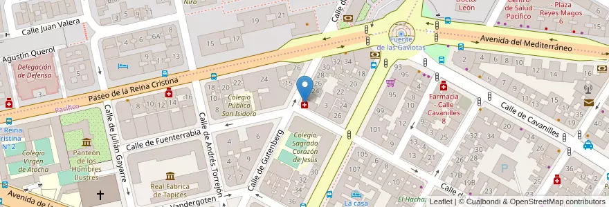 Mapa de ubicacion de Farmacia - Calle Gutenberg 20 en Espanha, Comunidade De Madrid, Comunidade De Madrid, Área Metropolitana De Madrid Y Corredor Del Henares, Madrid.