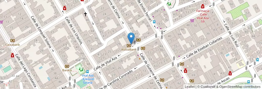 Mapa de ubicacion de Farmacia - Calle Gutiérre de Cetina 34 en Sepanyol, Comunidad De Madrid, Comunidad De Madrid, Área Metropolitana De Madrid Y Corredor Del Henares, Madrid.