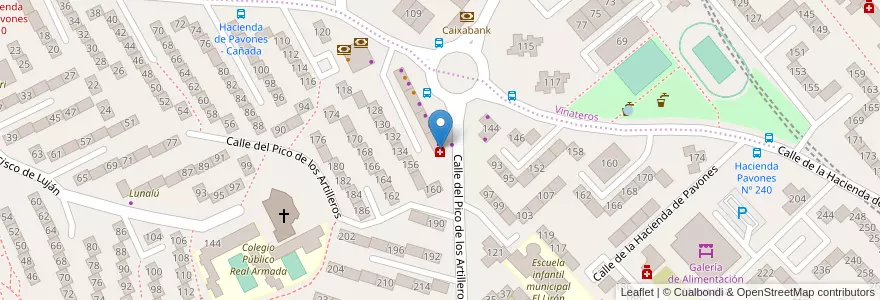 Mapa de ubicacion de Farmacia - Calle Hacienda de Pavones 136 en 西班牙, Comunidad De Madrid, Comunidad De Madrid, Área Metropolitana De Madrid Y Corredor Del Henares, Madrid.
