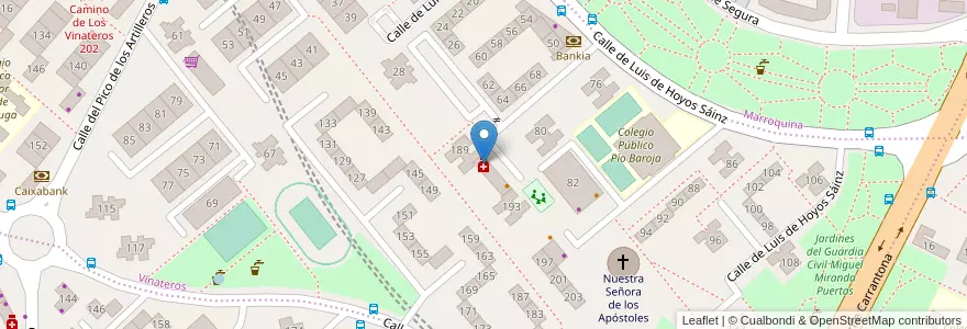 Mapa de ubicacion de Farmacia - Calle Hacienda de Pavones 191 en Spanien, Autonome Gemeinschaft Madrid, Autonome Gemeinschaft Madrid, Área Metropolitana De Madrid Y Corredor Del Henares, Madrid.