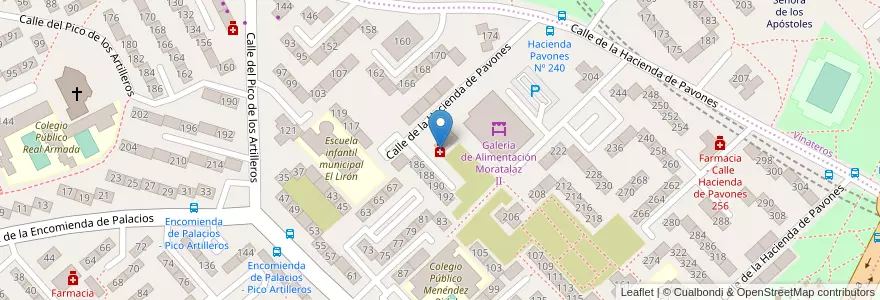 Mapa de ubicacion de Farmacia - Calle Hacienda de Pavones 194 en Spanien, Autonome Gemeinschaft Madrid, Autonome Gemeinschaft Madrid, Área Metropolitana De Madrid Y Corredor Del Henares, Madrid.