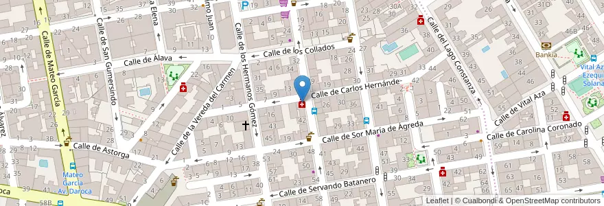 Mapa de ubicacion de Farmacia - Calle Hermanos Machado 40 en 西班牙, Comunidad De Madrid, Comunidad De Madrid, Área Metropolitana De Madrid Y Corredor Del Henares, Madrid.