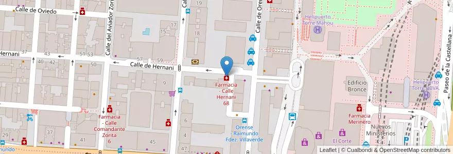 Mapa de ubicacion de Farmacia - Calle Hernani 68 en スペイン, マドリード州, Comunidad De Madrid, Área Metropolitana De Madrid Y Corredor Del Henares, Madrid.