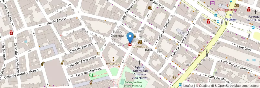 Mapa de ubicacion de Farmacia - Calle Hierbabuena 13 en إسبانيا, منطقة مدريد, منطقة مدريد, Área Metropolitana De Madrid Y Corredor Del Henares, مدريد.