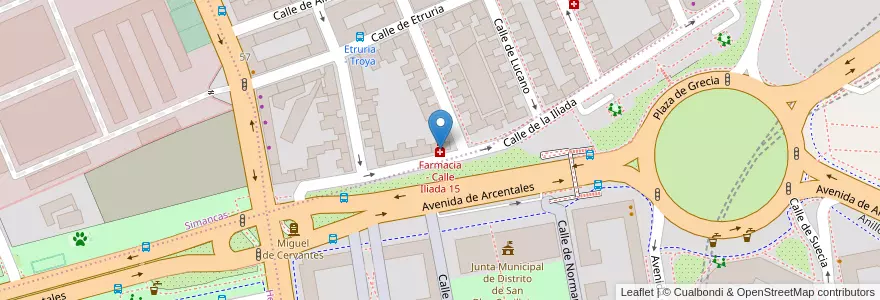 Mapa de ubicacion de Farmacia - Calle Iliada 15 en Испания, Мадрид, Мадрид, Área Metropolitana De Madrid Y Corredor Del Henares, Мадрид.