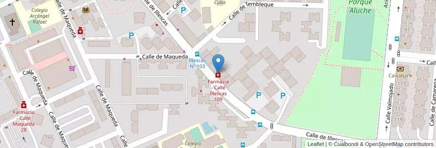 Mapa de ubicacion de Farmacia - Calle Illescas 109 en Испания, Мадрид, Мадрид, Área Metropolitana De Madrid Y Corredor Del Henares, Мадрид.