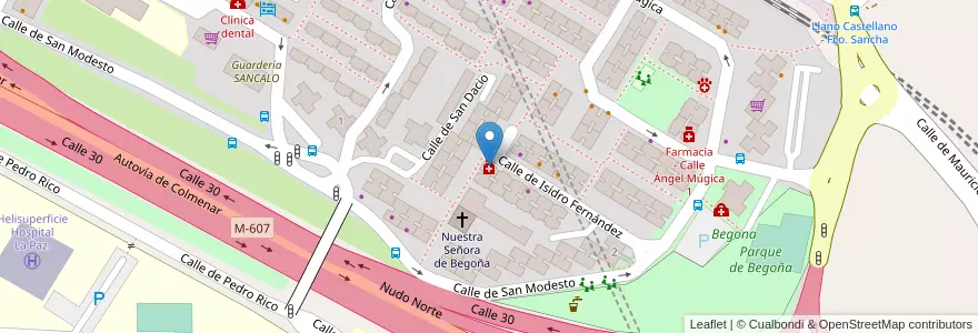 Mapa de ubicacion de Farmacia - Calle Isidro Fernández 11 en إسبانيا, منطقة مدريد, منطقة مدريد, Área Metropolitana De Madrid Y Corredor Del Henares, مدريد.