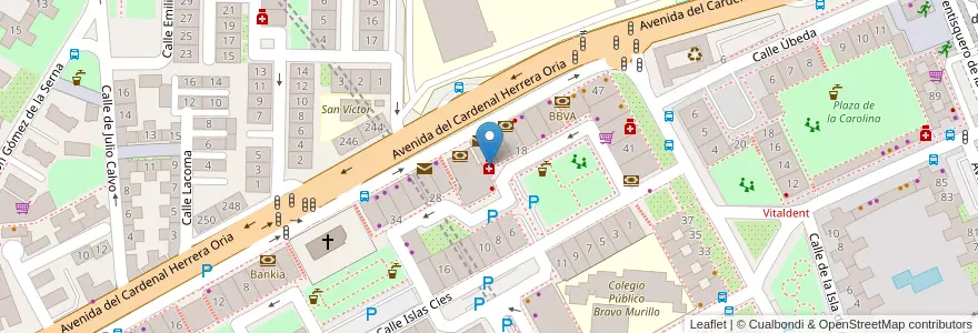 Mapa de ubicacion de Farmacia - Calle Isla de Tavira 22 en 스페인, Comunidad De Madrid, Comunidad De Madrid, Área Metropolitana De Madrid Y Corredor Del Henares, 마드리드.