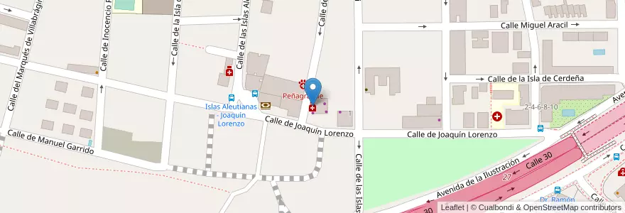 Mapa de ubicacion de Farmacia - Calle Islas Marshall 2 en Espanha, Comunidade De Madrid, Comunidade De Madrid, Área Metropolitana De Madrid Y Corredor Del Henares, Madrid.