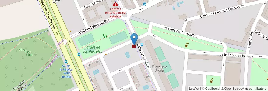 Mapa de ubicacion de Farmacia - Calle Jacobeo 46 en 스페인, Comunidad De Madrid, Comunidad De Madrid, Área Metropolitana De Madrid Y Corredor Del Henares, 마드리드.