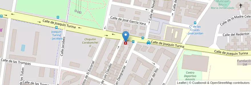 Mapa de ubicacion de Farmacia - Calle Joaquín Turina 41 en 스페인, Comunidad De Madrid, Comunidad De Madrid, Área Metropolitana De Madrid Y Corredor Del Henares, 마드리드.