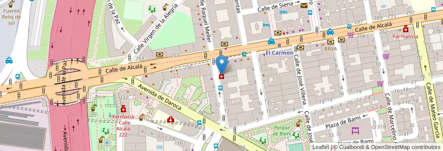 Mapa de ubicacion de Farmacia - Calle José María Fernández Lanseros 3 en スペイン, マドリード州, Comunidad De Madrid, Área Metropolitana De Madrid Y Corredor Del Henares, Madrid.