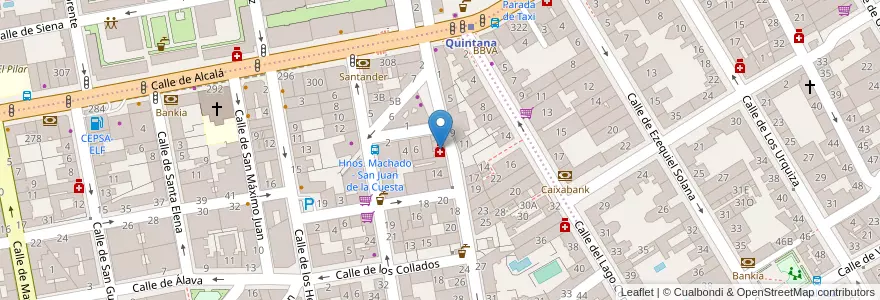 Mapa de ubicacion de Farmacia - Calle José María Pereda 10 en اسپانیا, بخش خودمختار مادرید, بخش خودمختار مادرید, Área Metropolitana De Madrid Y Corredor Del Henares, مادرید.