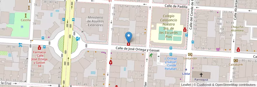 Mapa de ubicacion de Farmacia - Calle José Ortega y Gasset 47 en Spanien, Autonome Gemeinschaft Madrid, Autonome Gemeinschaft Madrid, Área Metropolitana De Madrid Y Corredor Del Henares, Madrid.