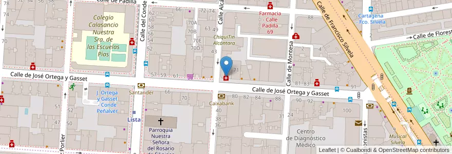 Mapa de ubicacion de Farmacia - Calle José Ortega y Gasset 69 en إسبانيا, منطقة مدريد, منطقة مدريد, Área Metropolitana De Madrid Y Corredor Del Henares, مدريد.