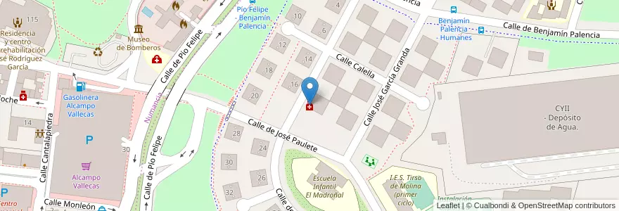 Mapa de ubicacion de Farmacia - Calle José Paulete 53 en إسبانيا, منطقة مدريد, منطقة مدريد, Área Metropolitana De Madrid Y Corredor Del Henares, مدريد.