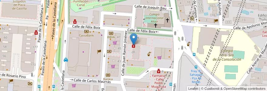 Mapa de ubicacion de Farmacia - Calle Juan Ramón Jiménez 28 en Sepanyol, Comunidad De Madrid, Comunidad De Madrid, Área Metropolitana De Madrid Y Corredor Del Henares, Madrid.