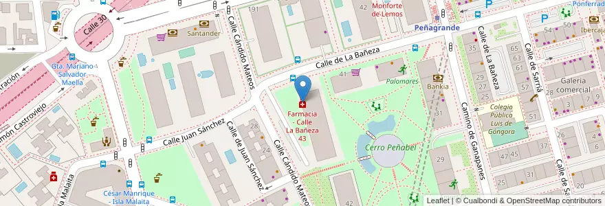 Mapa de ubicacion de Farmacia - Calle La Bañeza 43 en Испания, Мадрид, Мадрид, Área Metropolitana De Madrid Y Corredor Del Henares, Мадрид.