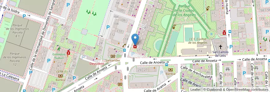 Mapa de ubicacion de Farmacia - Calle La del Manojo de Rosas 95 en إسبانيا, منطقة مدريد, منطقة مدريد, Área Metropolitana De Madrid Y Corredor Del Henares, مدريد.