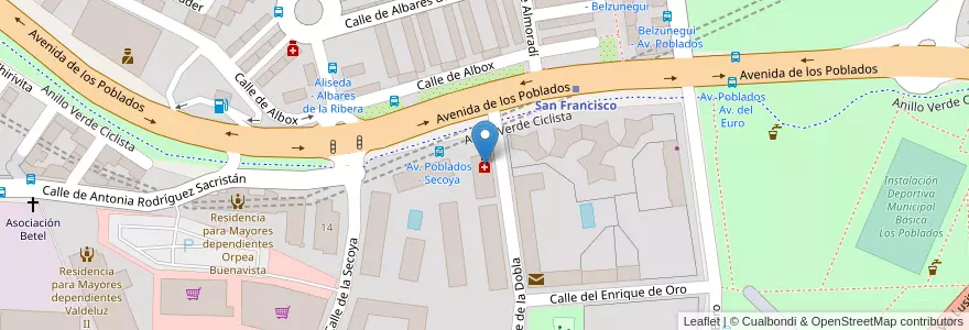 Mapa de ubicacion de Farmacia - Calle La Dobla 11 en اسپانیا, بخش خودمختار مادرید, بخش خودمختار مادرید, Área Metropolitana De Madrid Y Corredor Del Henares, مادرید.