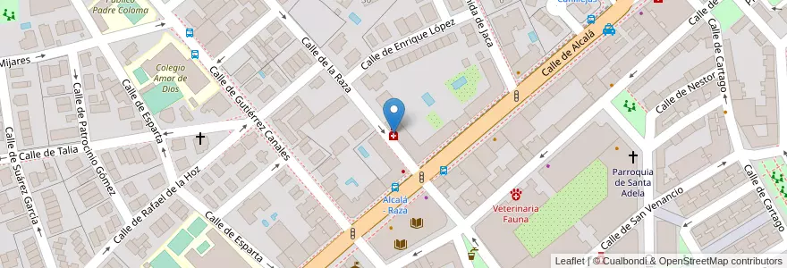 Mapa de ubicacion de Farmacia - Calle La Raza, 4 en España, Comunidad De Madrid, Comunidad De Madrid, Área Metropolitana De Madrid Y Corredor Del Henares, Madrid.