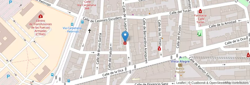 Mapa de ubicacion de Farmacia - Calle Laguna 48 en اسپانیا, بخش خودمختار مادرید, بخش خودمختار مادرید, Área Metropolitana De Madrid Y Corredor Del Henares, مادرید.