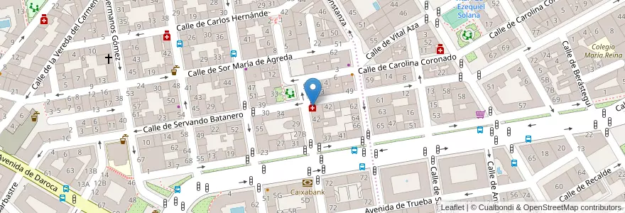 Mapa de ubicacion de Farmacia - Calle Ledesma 46 en اسپانیا, بخش خودمختار مادرید, بخش خودمختار مادرید, Área Metropolitana De Madrid Y Corredor Del Henares, مادرید.