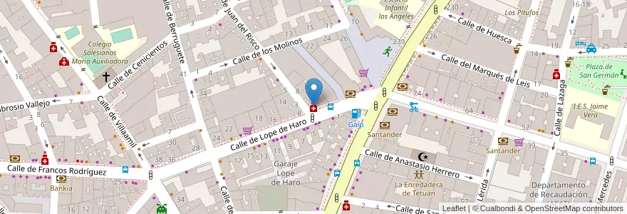 Mapa de ubicacion de Farmacia - Calle Lope de Haro 10 en Испания, Мадрид, Мадрид, Área Metropolitana De Madrid Y Corredor Del Henares, Мадрид.