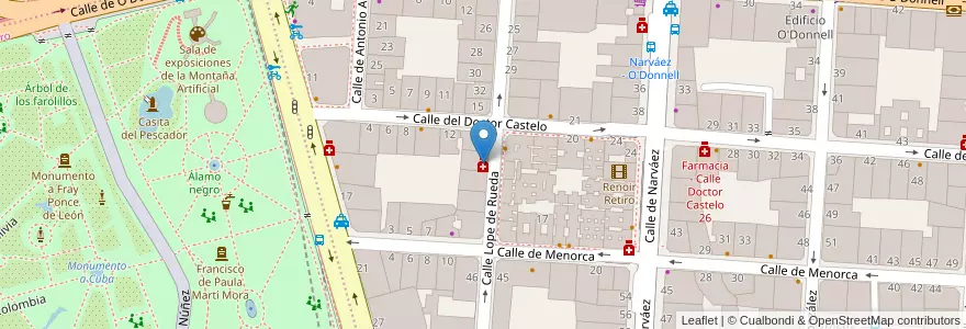 Mapa de ubicacion de Farmacia - Calle Lope de Rueda 38 en اسپانیا, بخش خودمختار مادرید, بخش خودمختار مادرید, Área Metropolitana De Madrid Y Corredor Del Henares, مادرید.