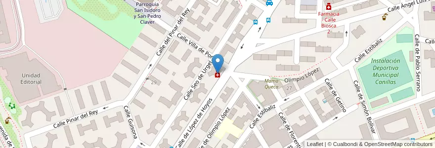 Mapa de ubicacion de Farmacia - Calle López de Hoyos 351 en إسبانيا, منطقة مدريد, منطقة مدريد, Área Metropolitana De Madrid Y Corredor Del Henares, مدريد.