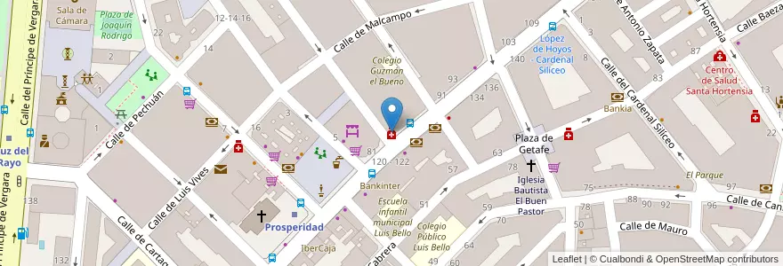 Mapa de ubicacion de Farmacia - Calle López de Hoyos 83 en スペイン, マドリード州, Comunidad De Madrid, Área Metropolitana De Madrid Y Corredor Del Henares, Madrid.
