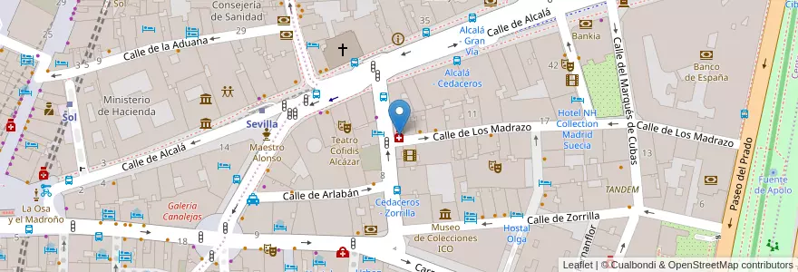 Mapa de ubicacion de Farmacia - Calle Los Madrazo 1 en Испания, Мадрид, Мадрид, Área Metropolitana De Madrid Y Corredor Del Henares, Мадрид.