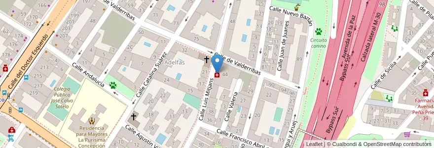 Mapa de ubicacion de Farmacia - Calle Luis Mitjans 44 en Испания, Мадрид, Мадрид, Área Metropolitana De Madrid Y Corredor Del Henares, Мадрид.