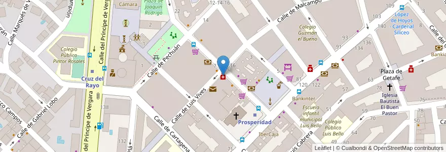 Mapa de ubicacion de Farmacia - Calle Luis Vives 14 en İspanya, Comunidad De Madrid, Comunidad De Madrid, Área Metropolitana De Madrid Y Corredor Del Henares, Madrid.