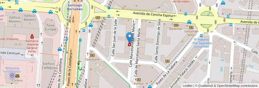 Mapa de ubicacion de Farmacia - Calle Marceliano Santa María 7 en Espanha, Comunidade De Madrid, Comunidade De Madrid, Área Metropolitana De Madrid Y Corredor Del Henares, Madrid.