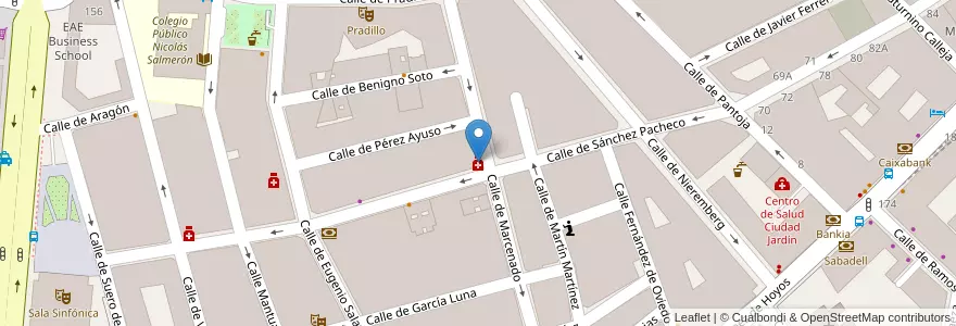 Mapa de ubicacion de Farmacia - Calle Marcenado 29 en Sepanyol, Comunidad De Madrid, Comunidad De Madrid, Área Metropolitana De Madrid Y Corredor Del Henares, Madrid.