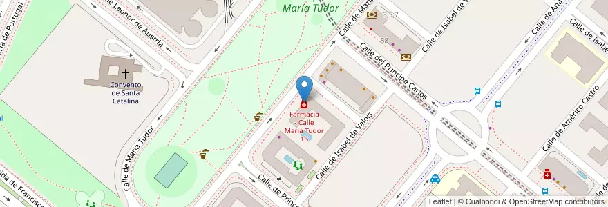 Mapa de ubicacion de Farmacia - Calle María Tudor 16 en スペイン, マドリード州, Comunidad De Madrid, Área Metropolitana De Madrid Y Corredor Del Henares, Madrid.