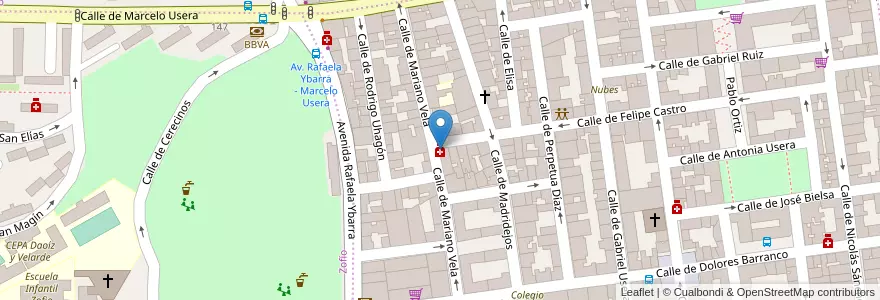 Mapa de ubicacion de Farmacia - Calle Mariano Vela 41 en Испания, Мадрид, Мадрид, Área Metropolitana De Madrid Y Corredor Del Henares, Мадрид.