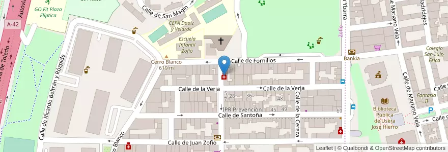 Mapa de ubicacion de Farmacia - Calle Marina Usera 3 en إسبانيا, منطقة مدريد, منطقة مدريد, Área Metropolitana De Madrid Y Corredor Del Henares, مدريد.