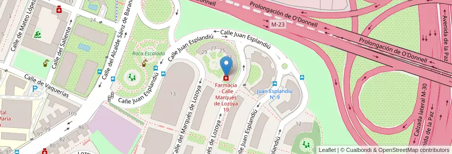 Mapa de ubicacion de Farmacia - Calle Marqués de Lozoya 19 en Spanje, Comunidad De Madrid, Comunidad De Madrid, Área Metropolitana De Madrid Y Corredor Del Henares, Madrid.