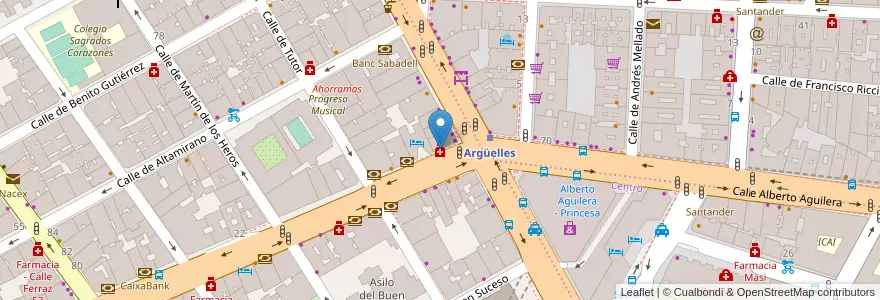 Mapa de ubicacion de Farmacia - Calle Marqués de Urquijo 2 en إسبانيا, منطقة مدريد, منطقة مدريد, Área Metropolitana De Madrid Y Corredor Del Henares, مدريد.