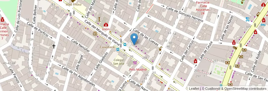 Mapa de ubicacion de Farmacia - Calle Marqués de Viana 24 en إسبانيا, منطقة مدريد, منطقة مدريد, Área Metropolitana De Madrid Y Corredor Del Henares, مدريد.