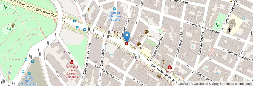 Mapa de ubicacion de Farmacia - Calle Marqués de Viana 66 en 西班牙, Comunidad De Madrid, Comunidad De Madrid, Área Metropolitana De Madrid Y Corredor Del Henares, Madrid.