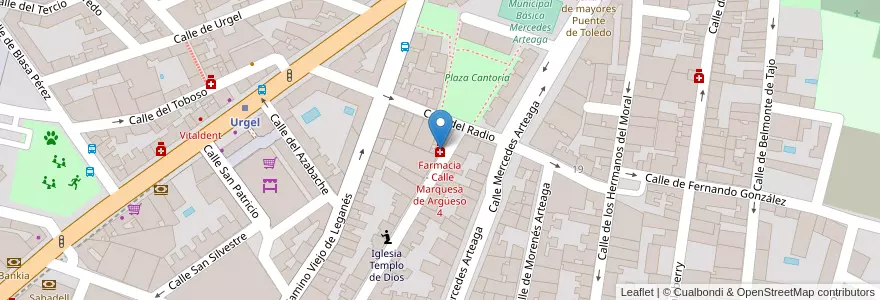 Mapa de ubicacion de Farmacia - Calle Marquesa de Argüeso 4 en Spanje, Comunidad De Madrid, Comunidad De Madrid, Área Metropolitana De Madrid Y Corredor Del Henares, Madrid.