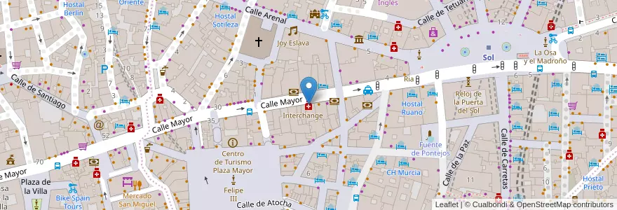 Mapa de ubicacion de Farmacia - Calle Mayor 13 en اسپانیا, بخش خودمختار مادرید, بخش خودمختار مادرید, Área Metropolitana De Madrid Y Corredor Del Henares, مادرید.